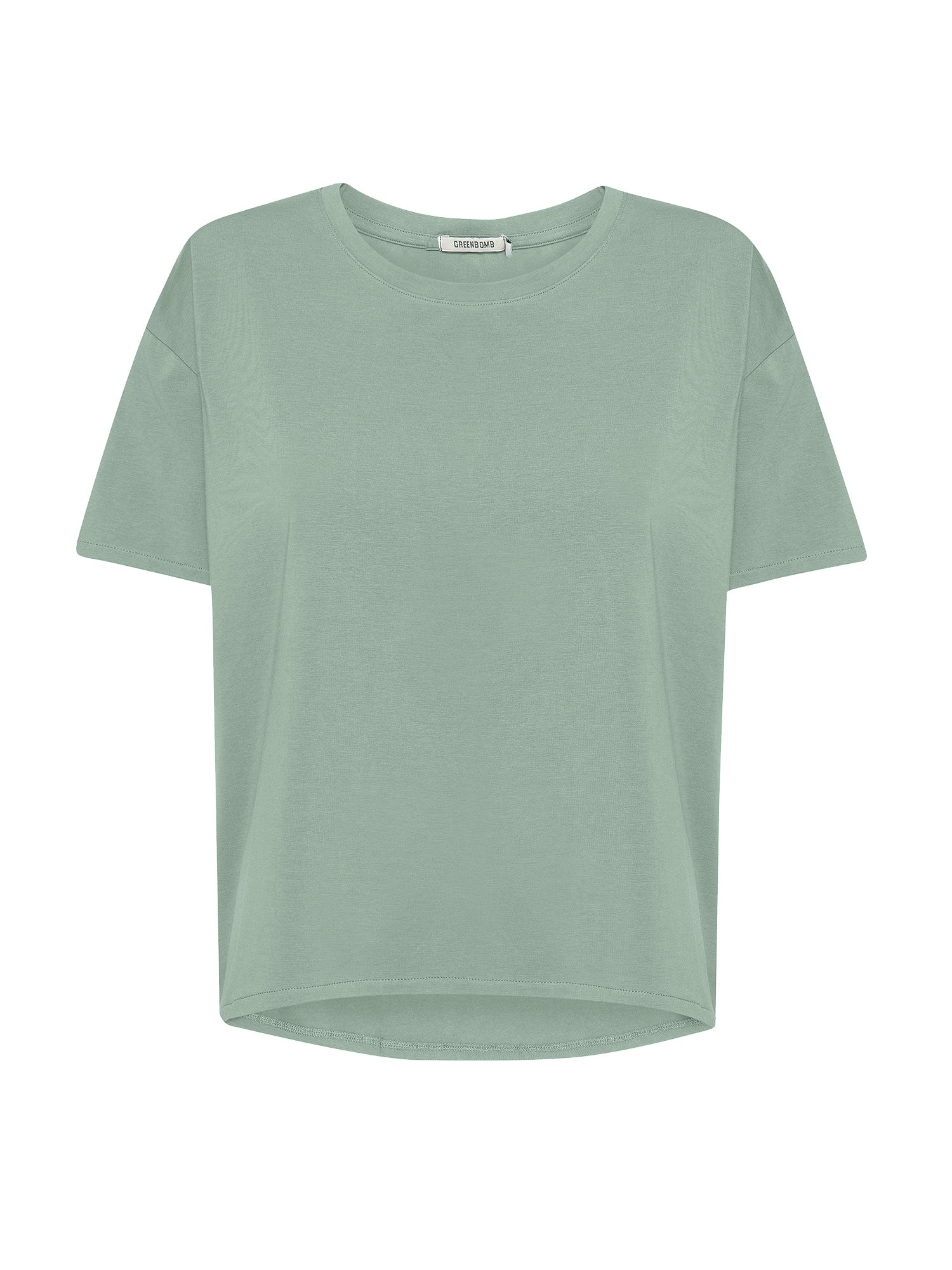 Pale Green: Lässiges T-Shirt aus Bio-Baumwoll-Mix für Damen [20719]