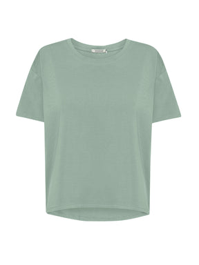 Pale Green: Lässiges T-Shirt aus Bio-Baumwoll-Mix für Damen [20719]