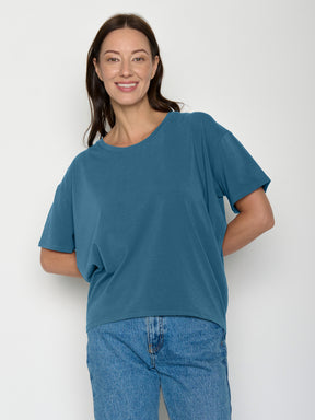 True Blue: Lässiges T-Shirt aus Bio-Baumwoll-Mix für Damen [20721]
