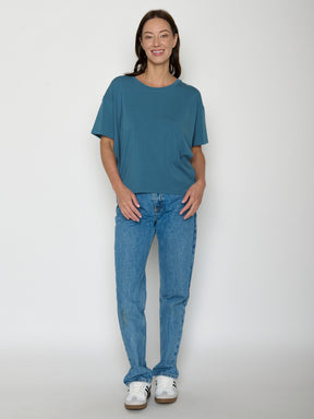 True Blue: Lässiges T-Shirt aus Bio-Baumwoll-Mix für Damen [20723]