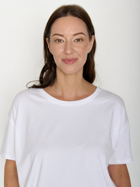 Weiß:  Lässiges T-Shirt aus Bio-Baumwoll Mix für Damen [20727]