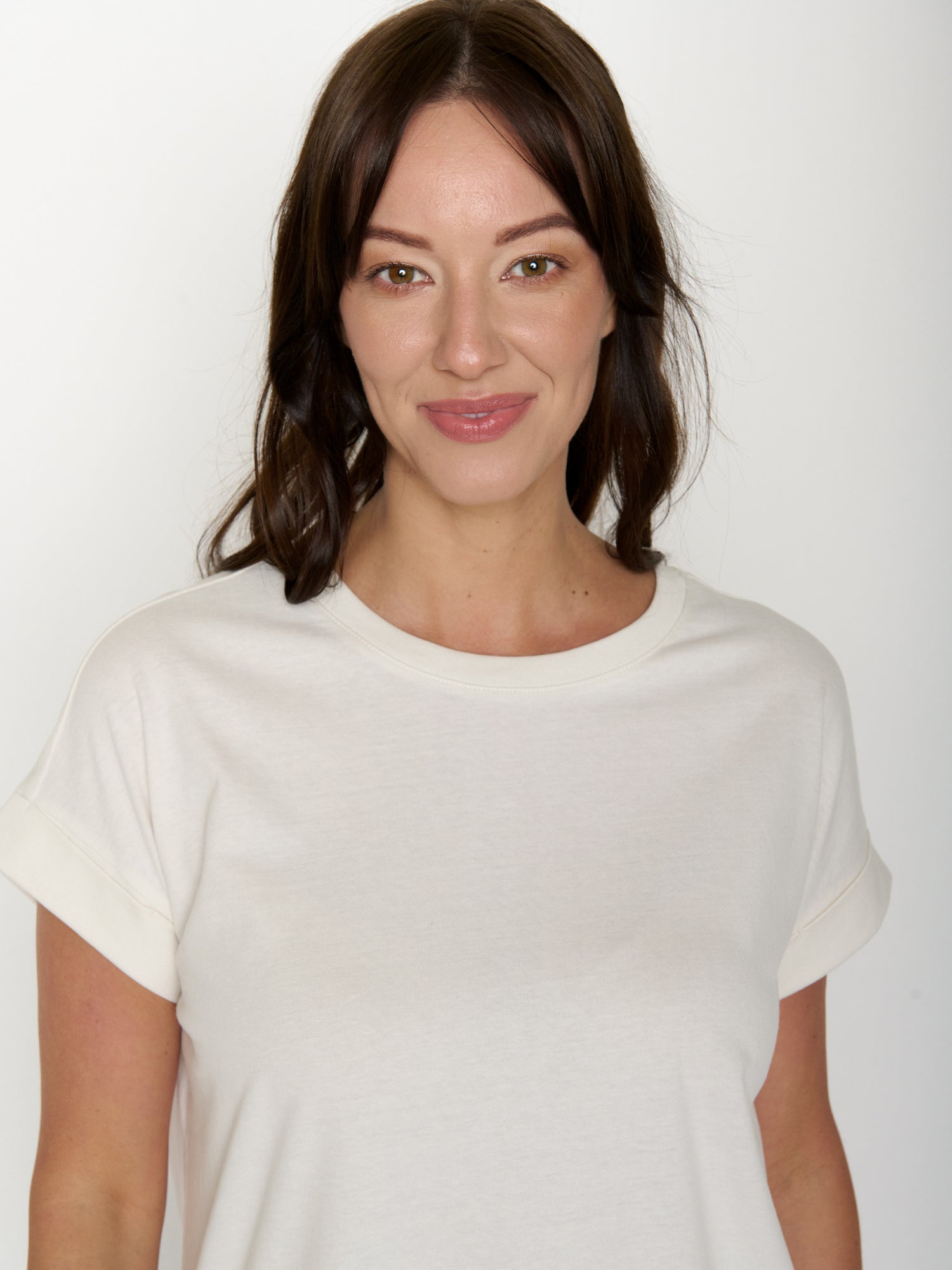 Moonstone: Sportliches T-Shirt aus Bio-Baumwolle mit Rollup Sleeve für Damen [20740]