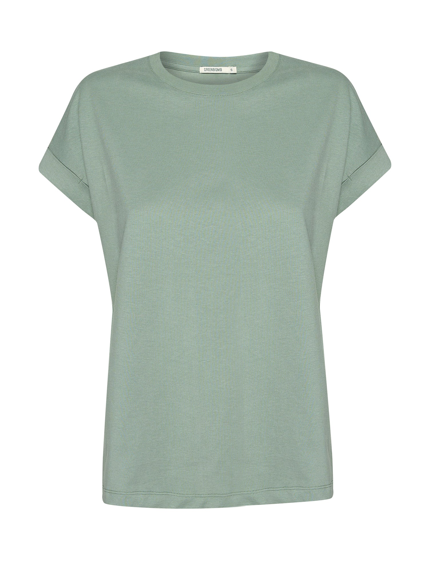 Pale Green: Sportliches T-Shirt aus Bio-Baumwolle mit Rollup Sleeve für Damen [20748]