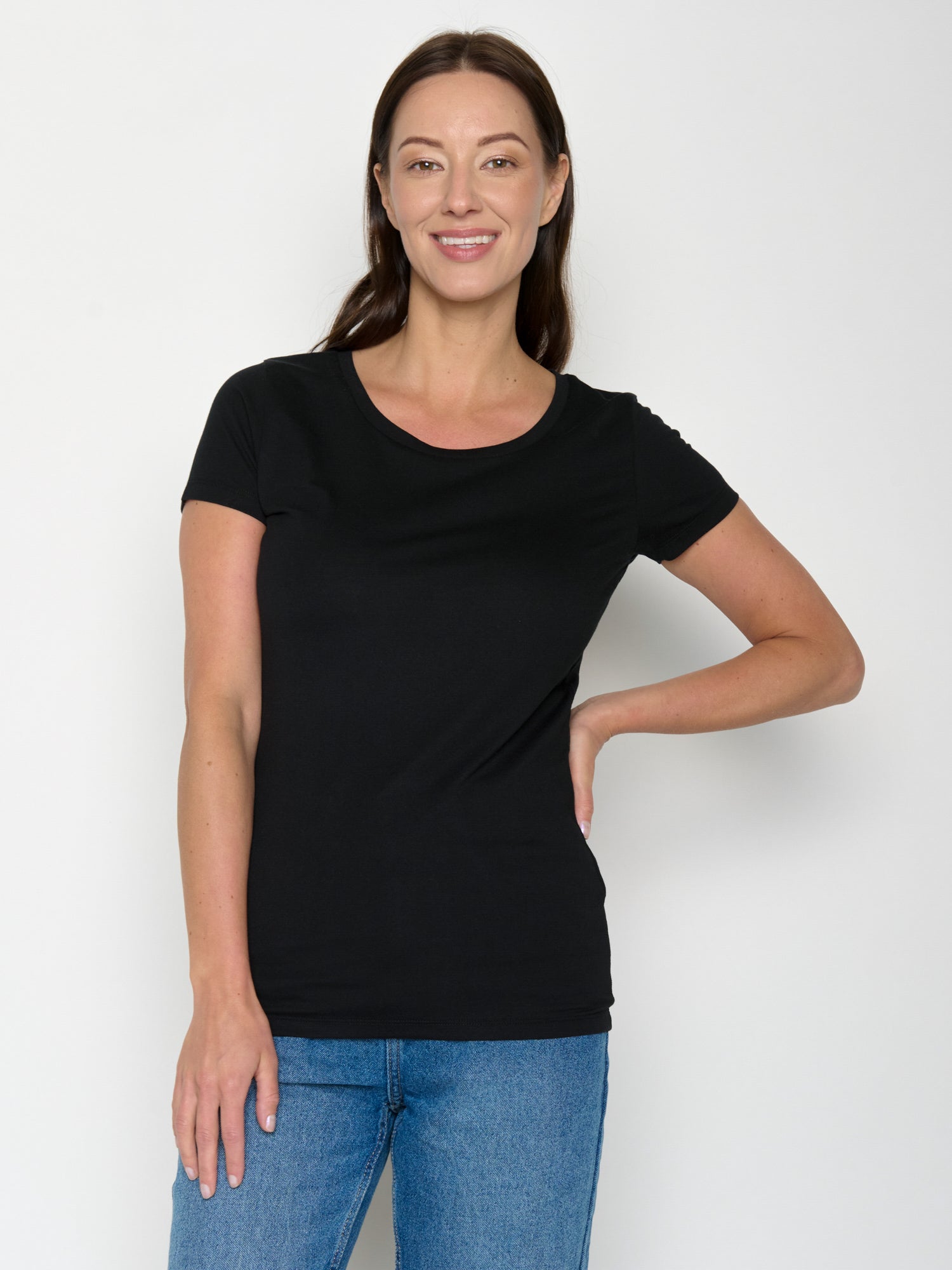 Schwarz:  Lässiges T-Shirt aus Bio-Baumwolle für Damen [20754]