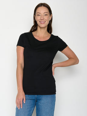 Schwarz:  Lässiges T-Shirt aus Bio-Baumwolle für Damen [20754]