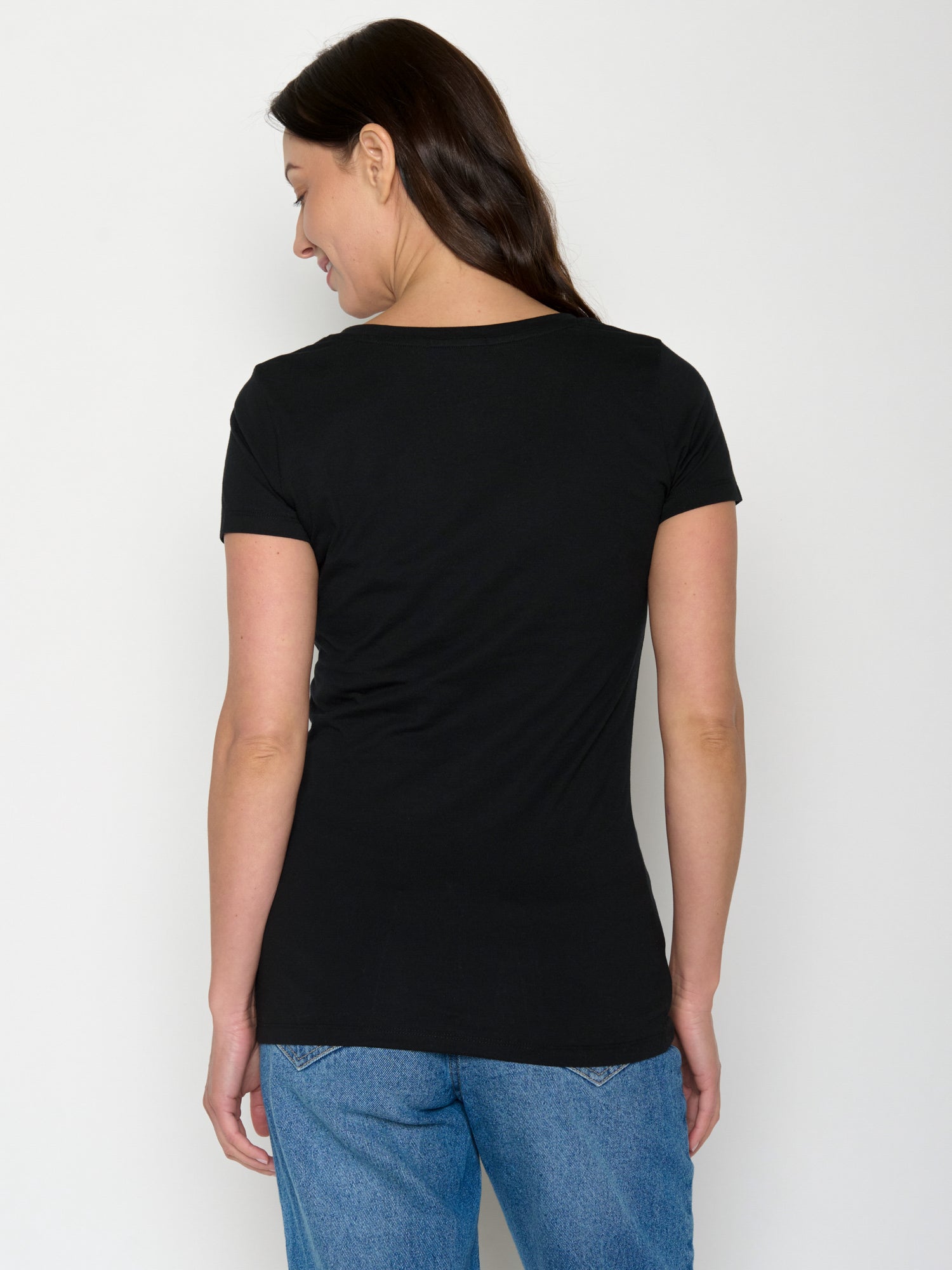 Schwarz:  Lässiges T-Shirt aus Bio-Baumwolle für Damen [20757]