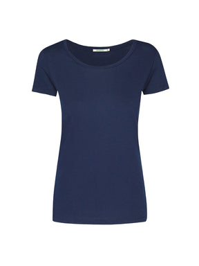 Navy: Lässiges T-Shirt aus Bio-Baumwolle für Damen [20758]