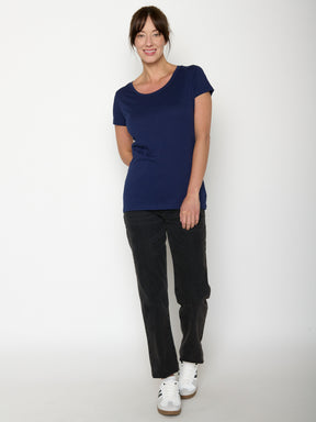 Navy: Lässiges T-Shirt aus Bio-Baumwolle für Damen [20761]
