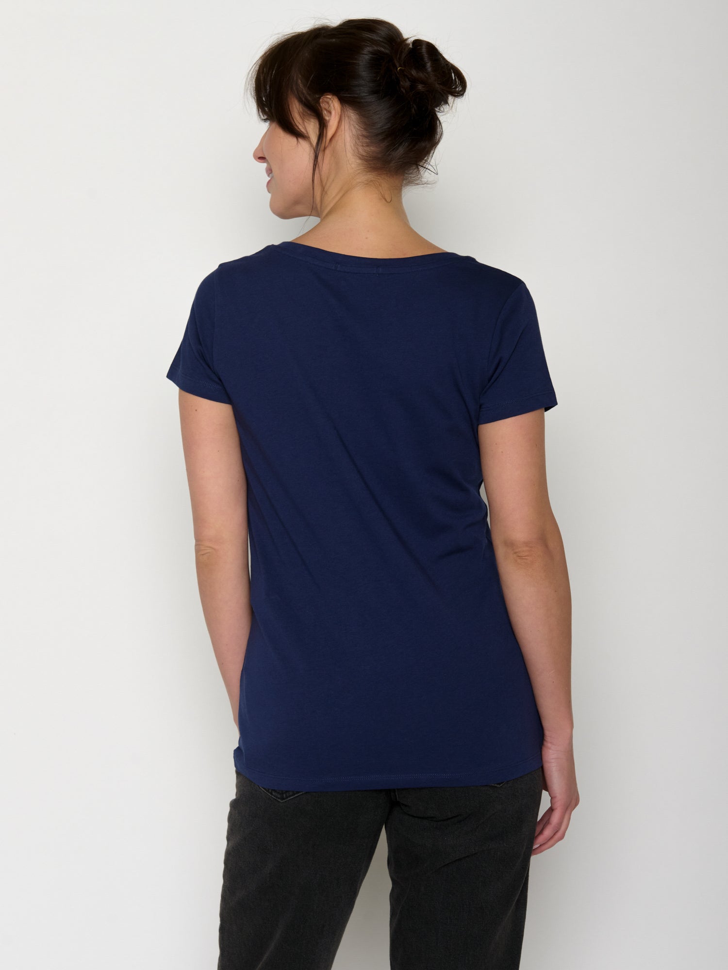 Navy: Lässiges T-Shirt aus Bio-Baumwolle für Damen [20762]