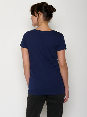 Navy: Lässiges T-Shirt aus Bio-Baumwolle für Damen [20762]
