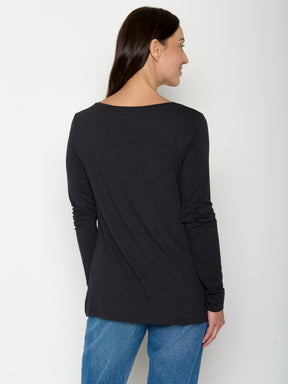 Black: Lässiges Longsleeve aus Viskose (LENZING™ ECOVERO™) Mix für Damen [20789]