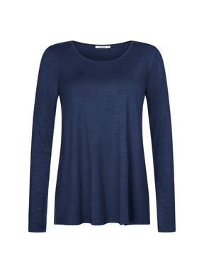 Navy: Lässiges Longsleeve aus Viskose (LENZING™ ECOVERO™) Mix für Damen [20795]
