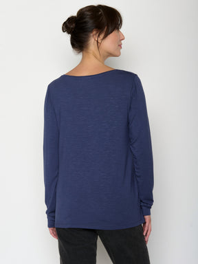 Navy: Lässiges Longsleeve aus Viskose (LENZING™ ECOVERO™) Mix für Damen [20799]