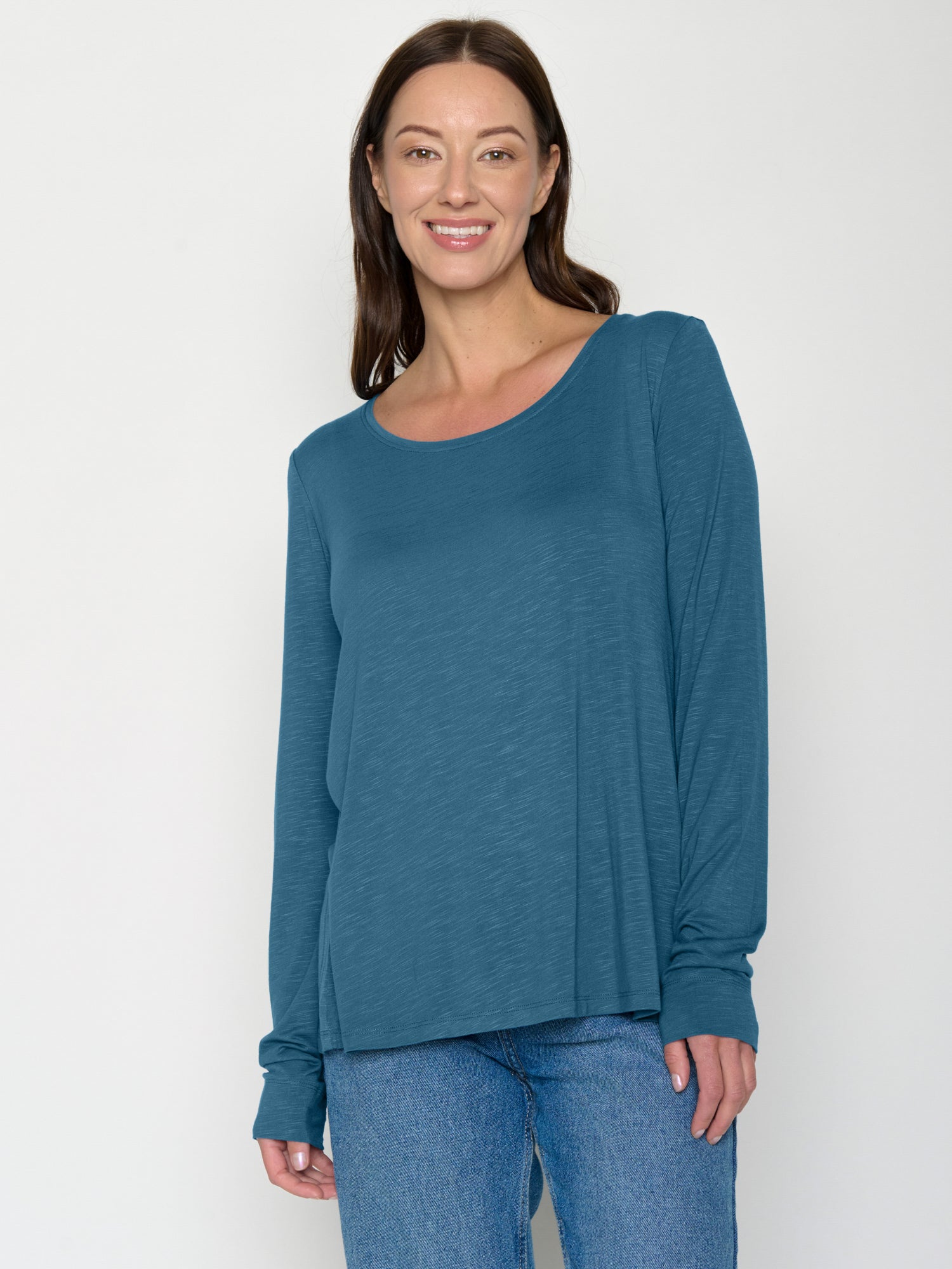 True Blue: Lässiges Longsleeve aus Viskose (LENZING™ ECOVERO™) Mix für Damen [20801]