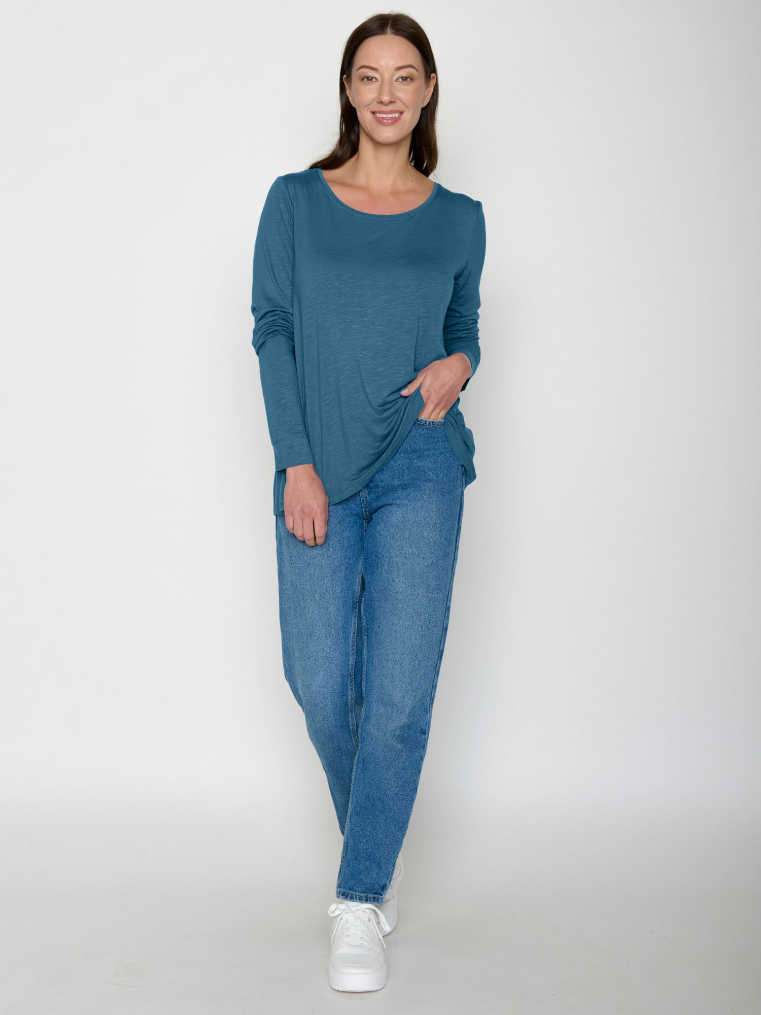 True Blue: Lässiges Longsleeve aus Viskose (LENZING™ ECOVERO™) Mix für Damen [20803]