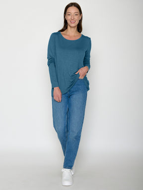 True Blue: Lässiges Longsleeve aus Viskose (LENZING™ ECOVERO™) Mix für Damen [20803]