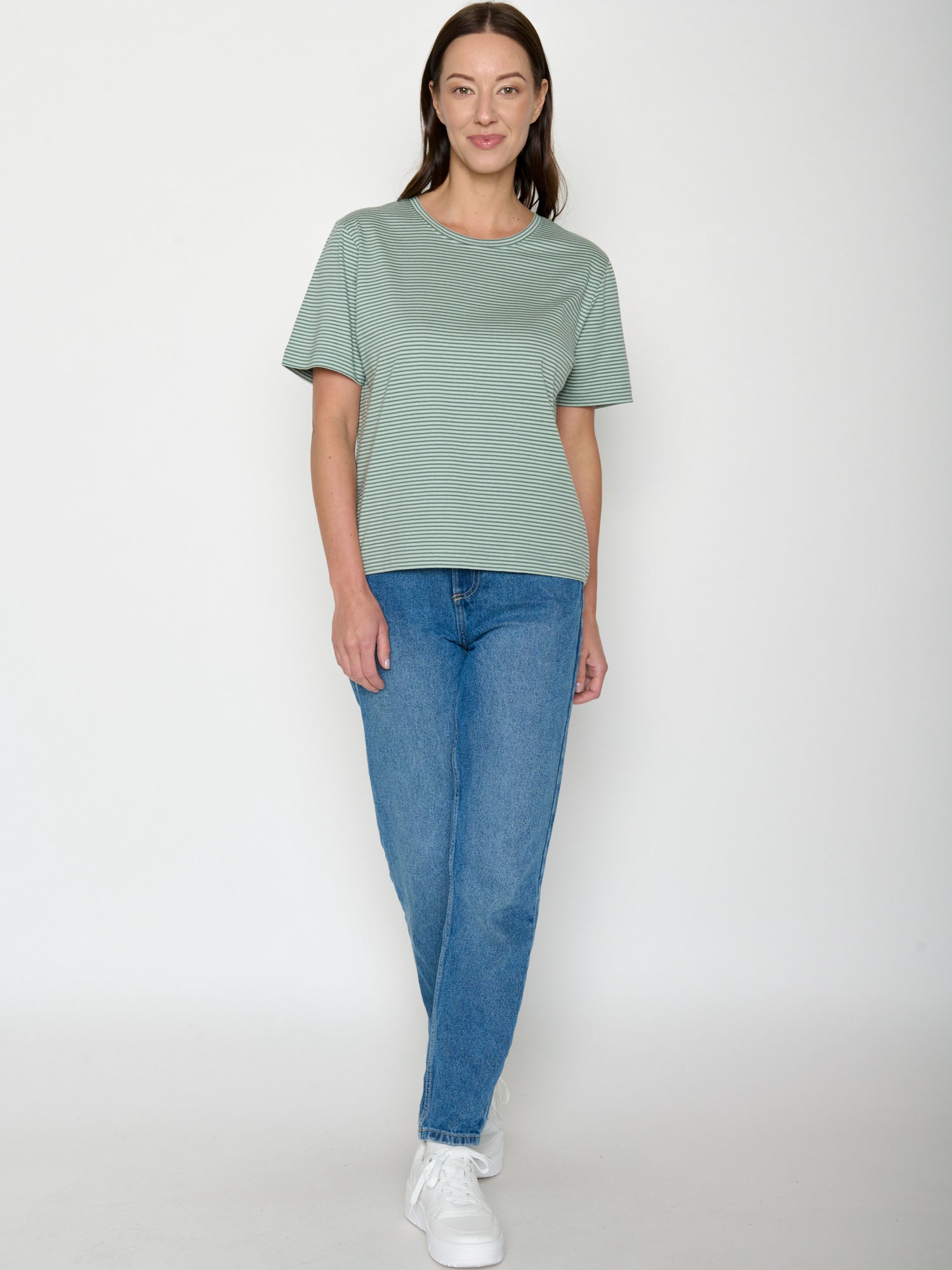 Bamboo Stripes: Kastiges T-Shirt aus Bio-Baumwolle für Damen [20808]