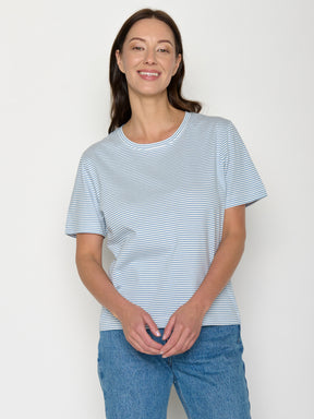 Glacier Stripes: Kastiges T-Shirt aus Bio-Baumwolle für Damen [20821]