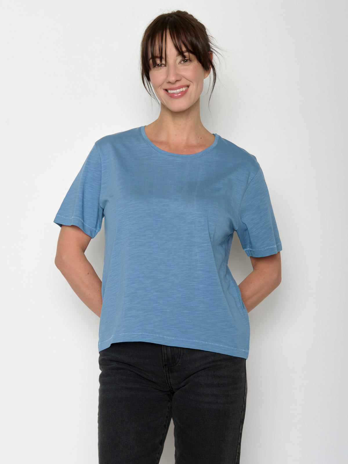 Glacier Blue : Kastiges T-Shirt aus Bio-Baumwolle für Damen [20826]