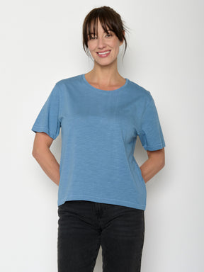 Glacier Blue : Kastiges T-Shirt aus Bio-Baumwolle für Damen [20826]