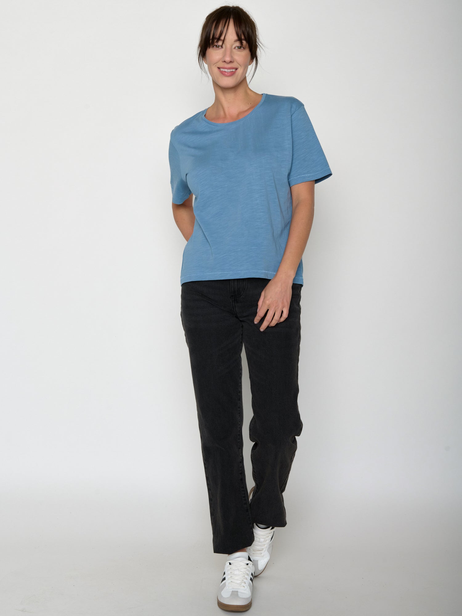 Glacier Blue : Kastiges T-Shirt aus Bio-Baumwolle für Damen [20828]