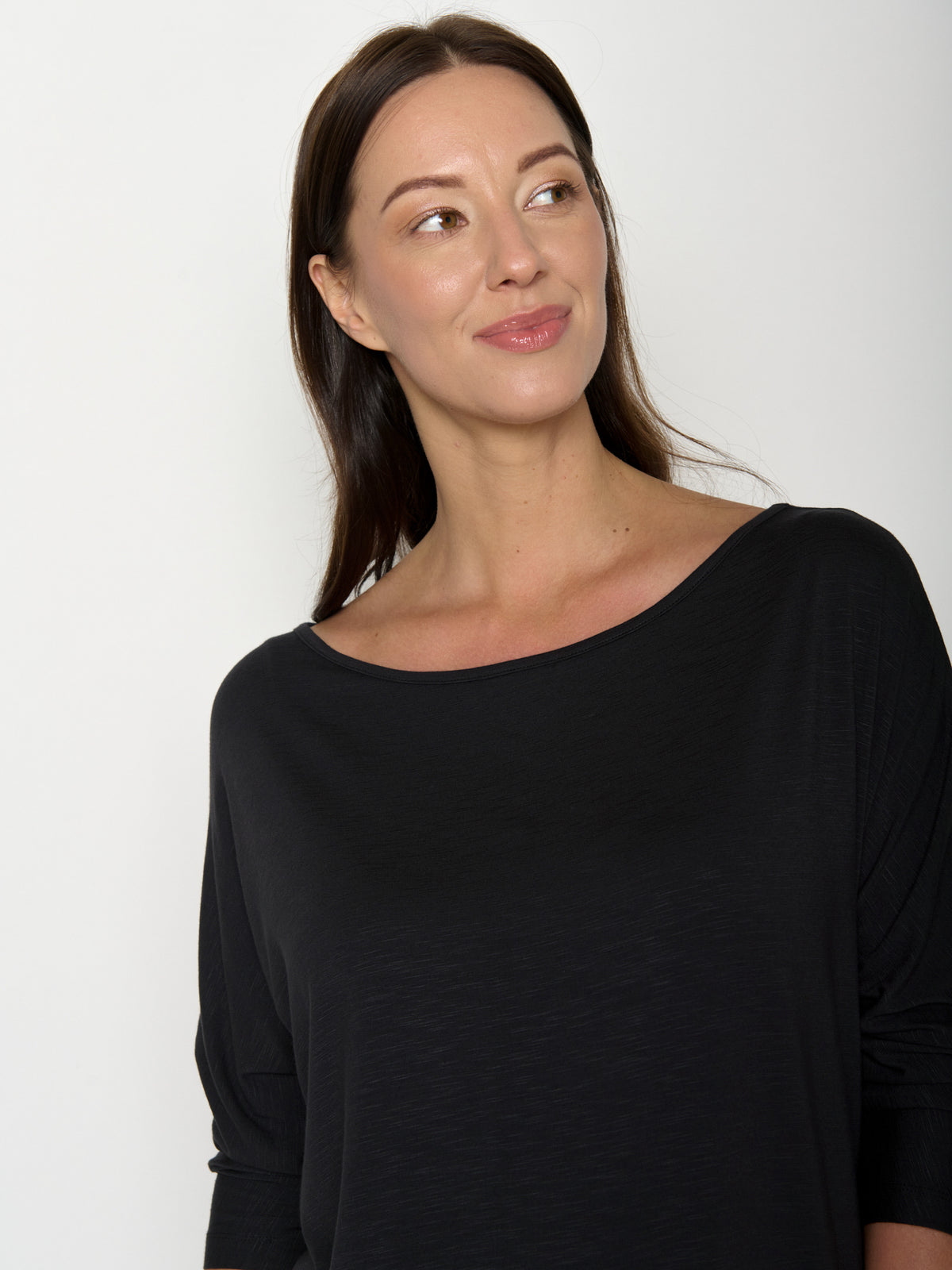 Schwarz:  Gemütliches Longsleeve aus Viskose (LENZING™ ECOVERO™) Mix für Damen [20849]