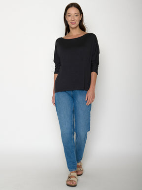 Black: Gemütliches Longsleeve aus Viskose (LENZING™ ECOVERO™) Mix für Damen [20850]