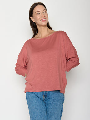 Dark Rose: Gemütliches Longsleeve aus Viskose (LENZING™ ECOVERO™) Mix für Damen [20853]