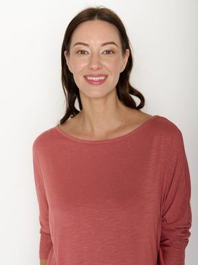 Dark Rose: Gemütliches Longsleeve aus Viskose (LENZING™ ECOVERO™) Mix für Damen [20854]