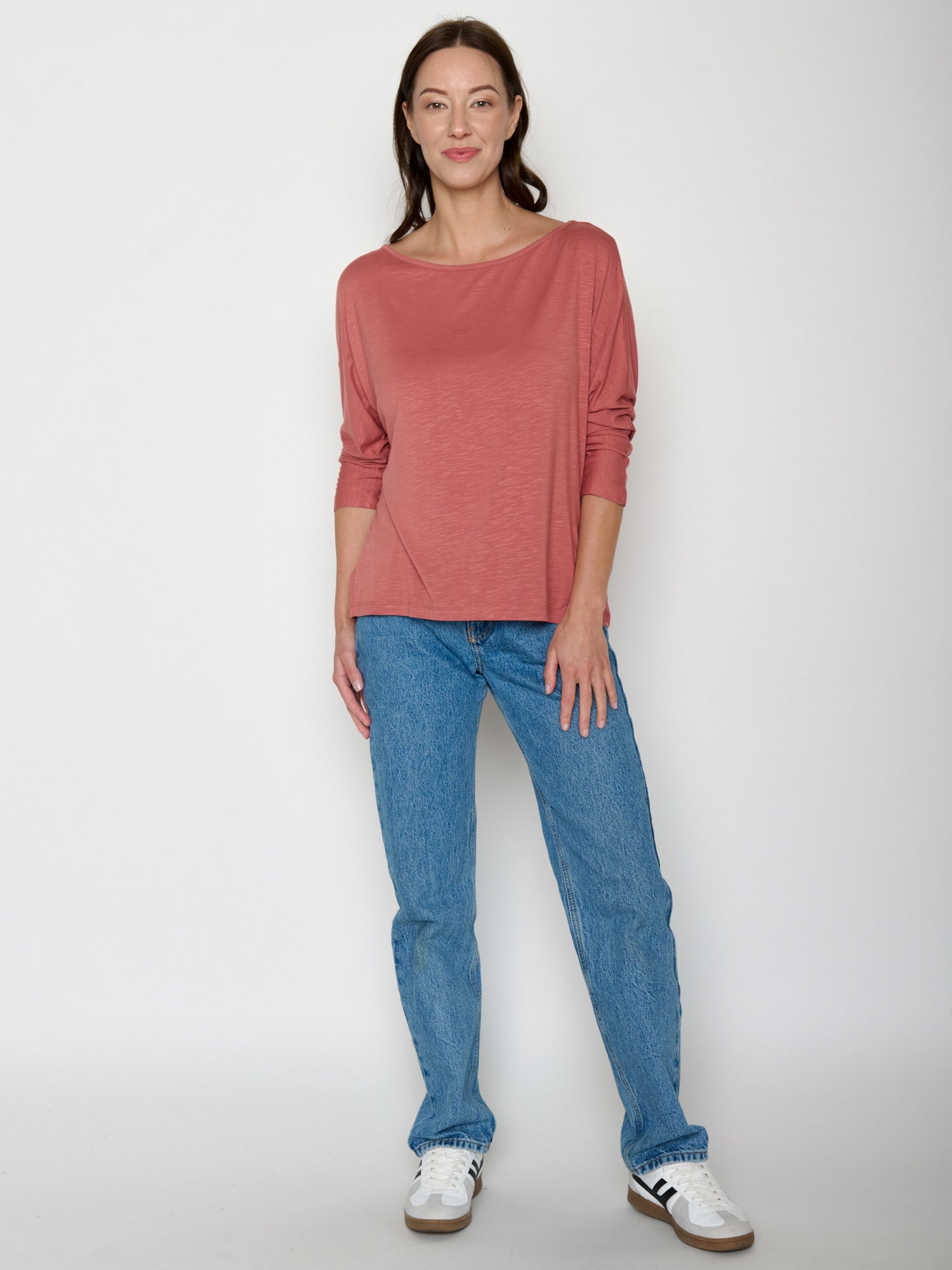 Dark Rose: Gemütliches Longsleeve aus Viskose (LENZING™ ECOVERO™) Mix für Damen [20855]