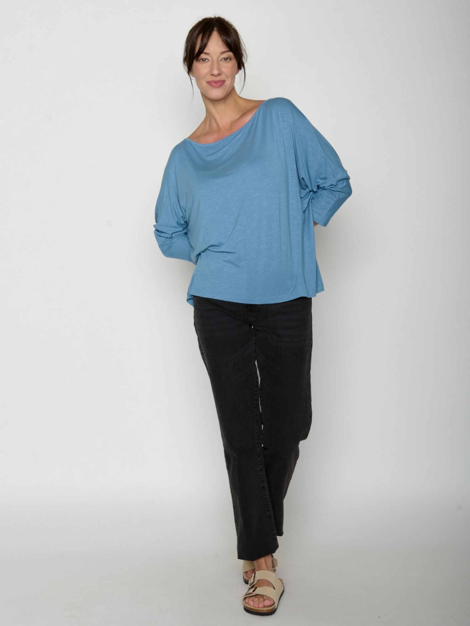 Glacier Blue : Gemütliches Longsleeve aus Viskose (LENZING™ ECOVERO™) Mix für Damen [20860]