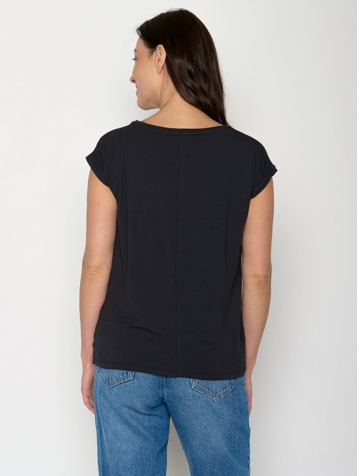 Black: Lässiges Shirt aus LENZING™ TENCEL™ Mix für Damen [20881]