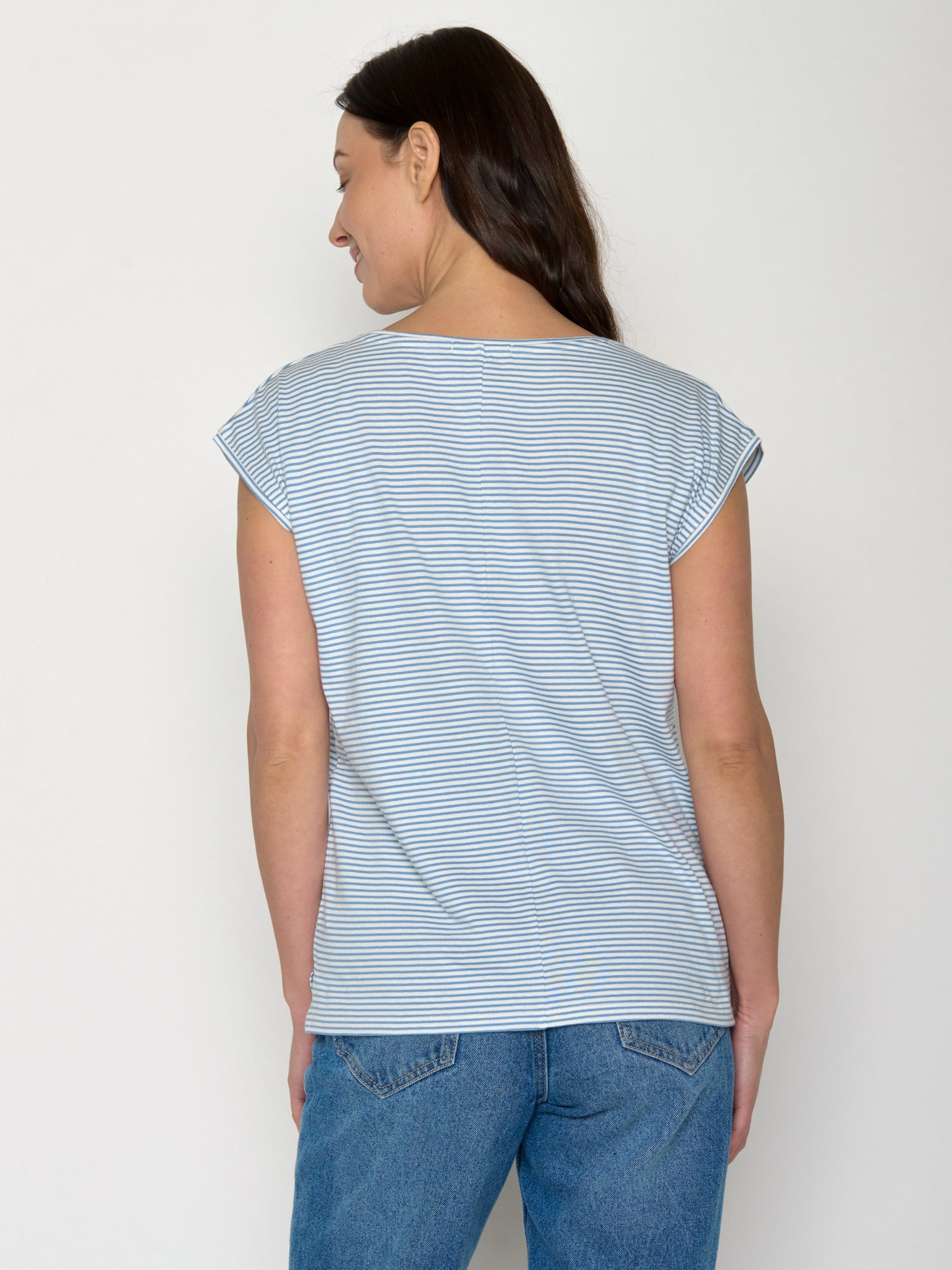 Glacier Stripes: Lässiges Shirt aus LENZING™ TENCEL™ Mix für Damen [20891]