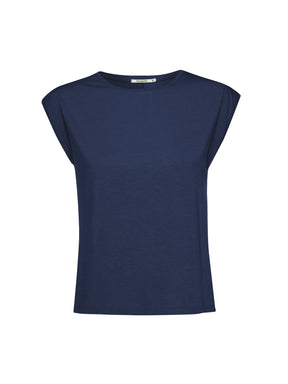Navy: Lässiges Shirt aus LENZING™ TENCEL™ Mix für Damen [20898]