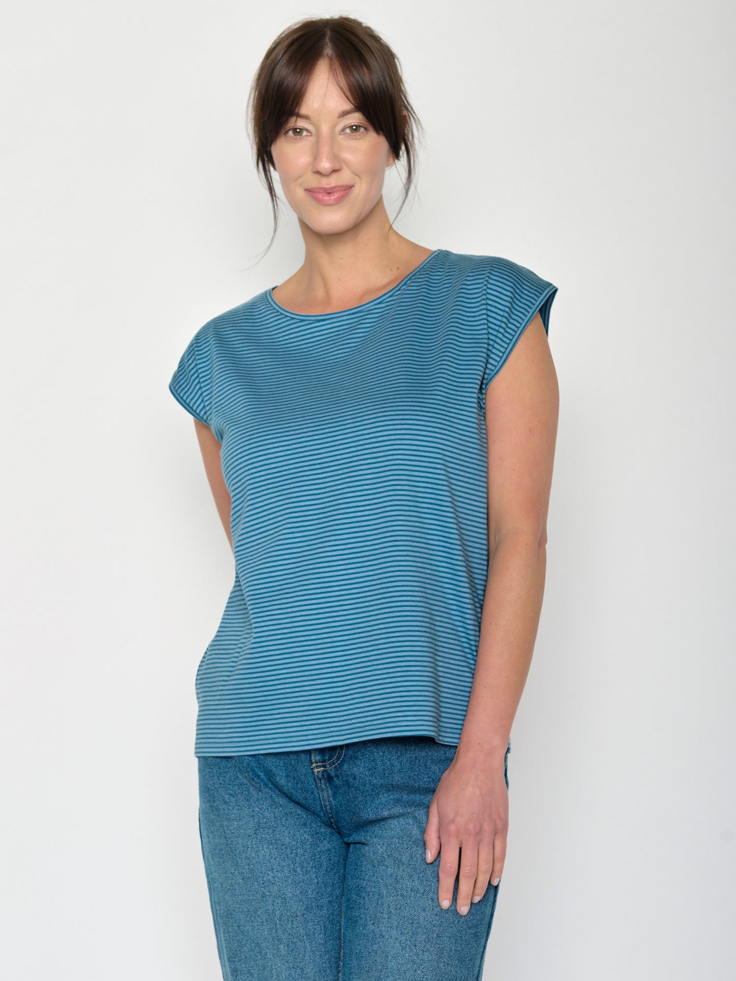 Tide Stripes: Lässiges Shirt aus LENZING™ TENCEL™ Mix für Damen [20901]