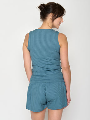 Vintage Blue: Sportliches Top aus LENZING™ TENCEL™ Mix für Damen [20919]