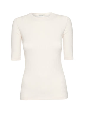 Off White: Sportliches Longsleeve aus LENZING™ TENCEL™ Mix für Damen [20920]