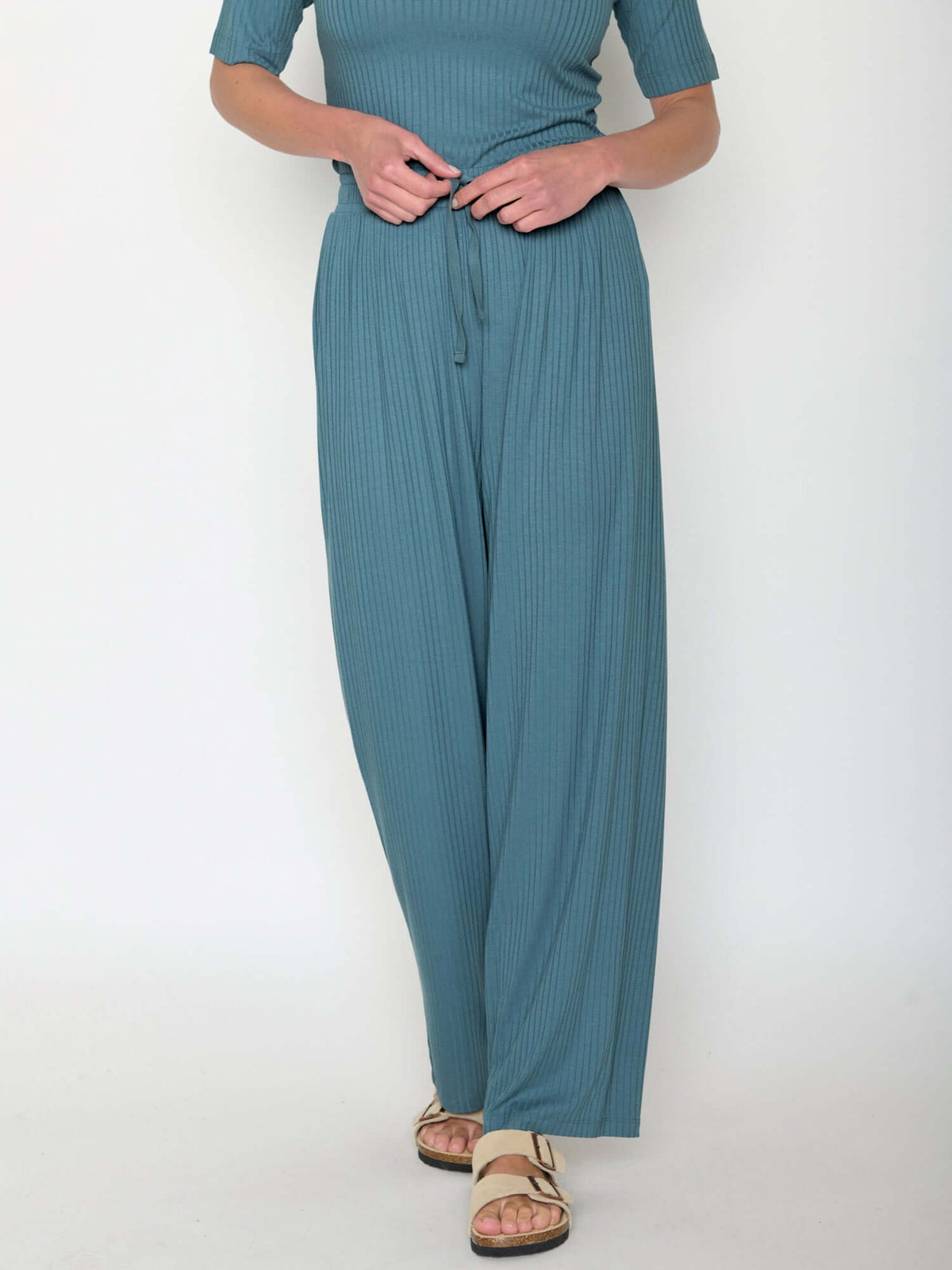 Vintage Blue: Lässige Hose aus LENZING™ ECOVERO™ für Damen [20946]