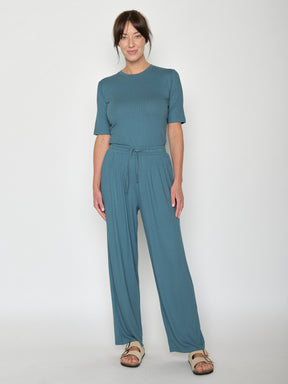 Vintage Blue: Lässige Hose aus LENZING™ ECOVERO™ für Damen [20948]