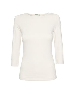 Off White: Sportliches Longsleeve aus LENZING™ TENCEL™ Mix für Damen [20950]