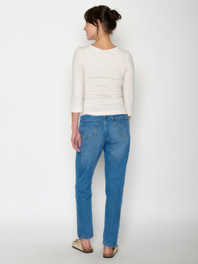 Off White: Sportliches Longsleeve aus LENZING™ TENCEL™ Mix für Damen [20954]