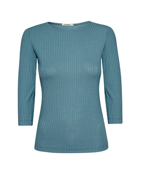 Vintage Blue: Sportliches Longsleeve aus LENZING™ TENCEL™ Mix für Damen [20960]