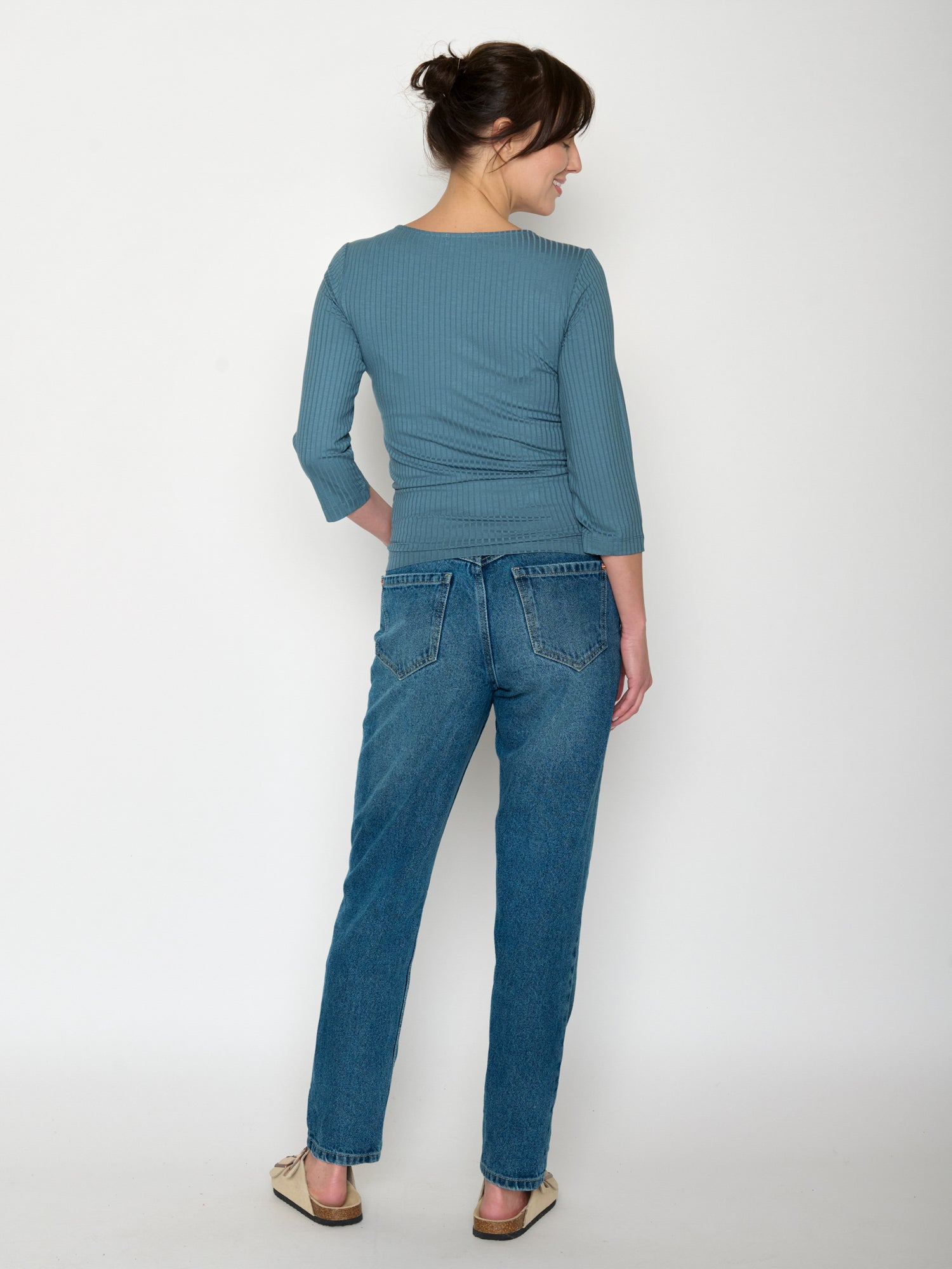 Vintage Blue: Sportliches Longsleeve aus LENZING™ TENCEL™ Mix für Damen [20964]