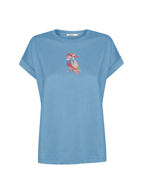 Glacier Blue : Sportliches T-Shirt aus Bio-Baumwolle mit Rollup Sleeve für Damen [20981]
