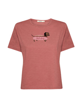 Dark Rose: Kastiges T-Shirt aus Bio-Baumwolle für Damen [20987]