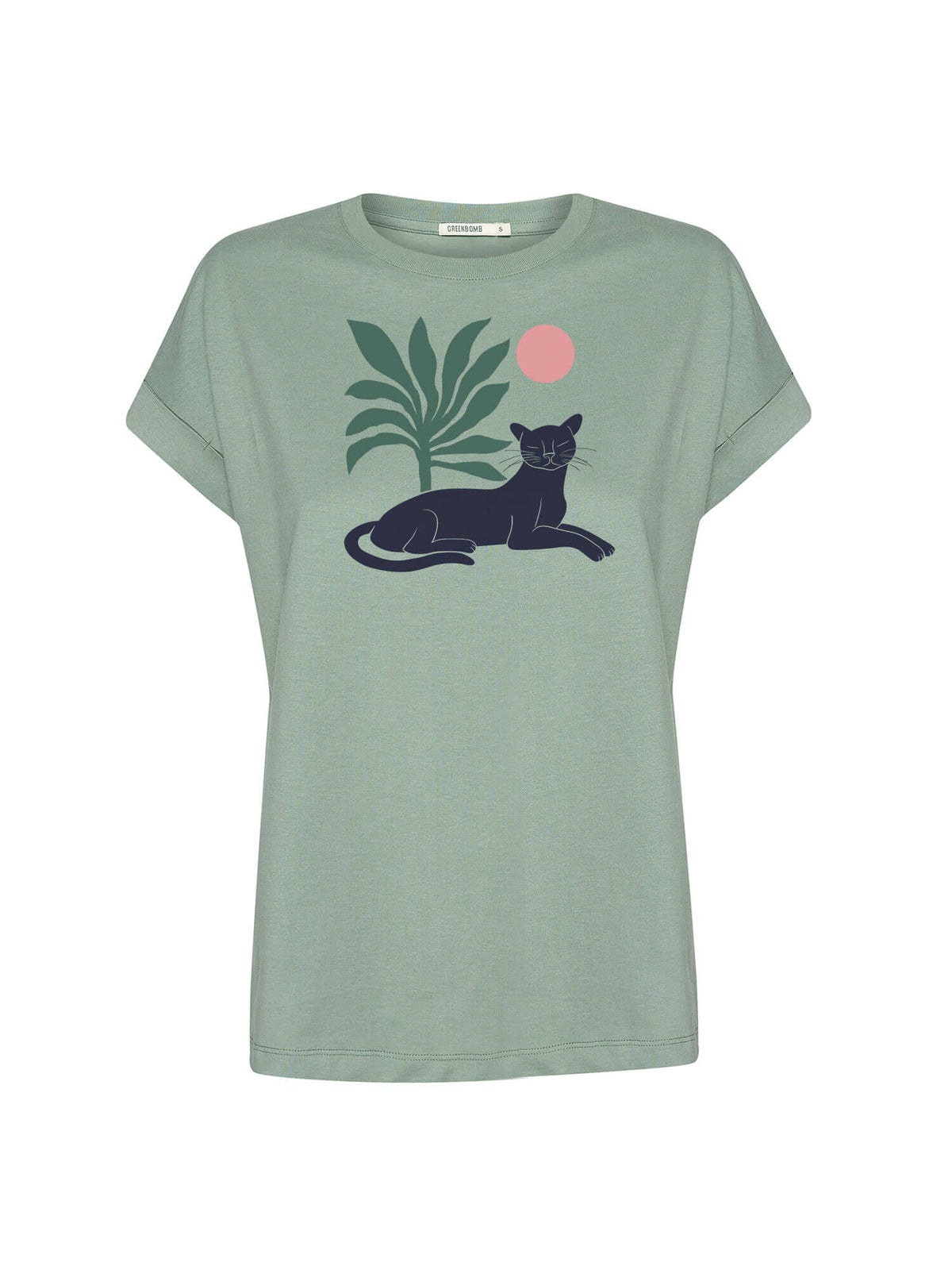 Pale Green: Sportliches T-Shirt aus Bio-Baumwolle mit Rollup Sleeve für Damen [20989]