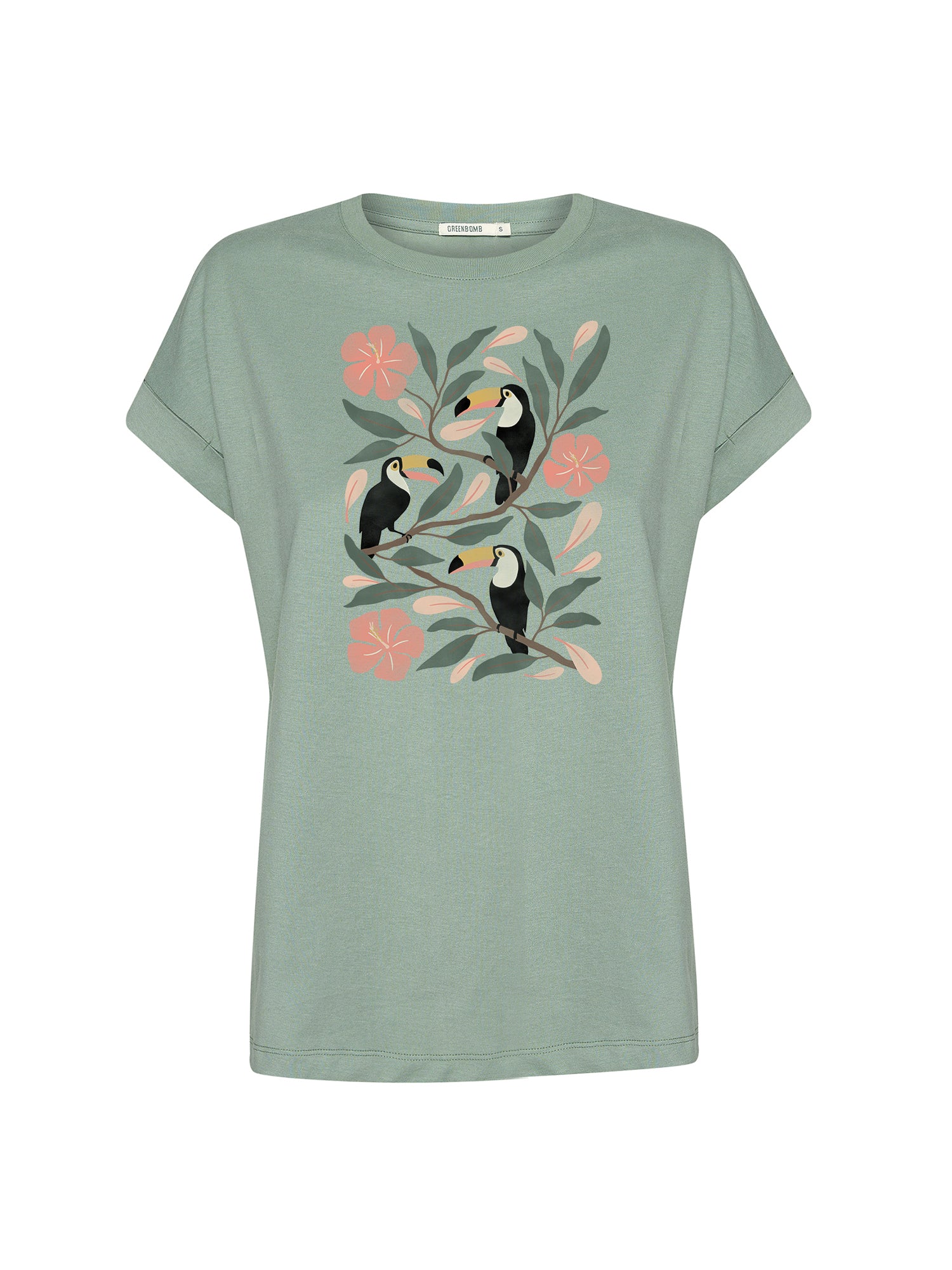 Pale Green: Sportliches T-Shirt aus Bio-Baumwolle mit Rollup Sleeve für Damen [20995]