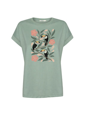 Pale Green: Sportliches T-Shirt aus Bio-Baumwolle mit Rollup Sleeve für Damen [20995]