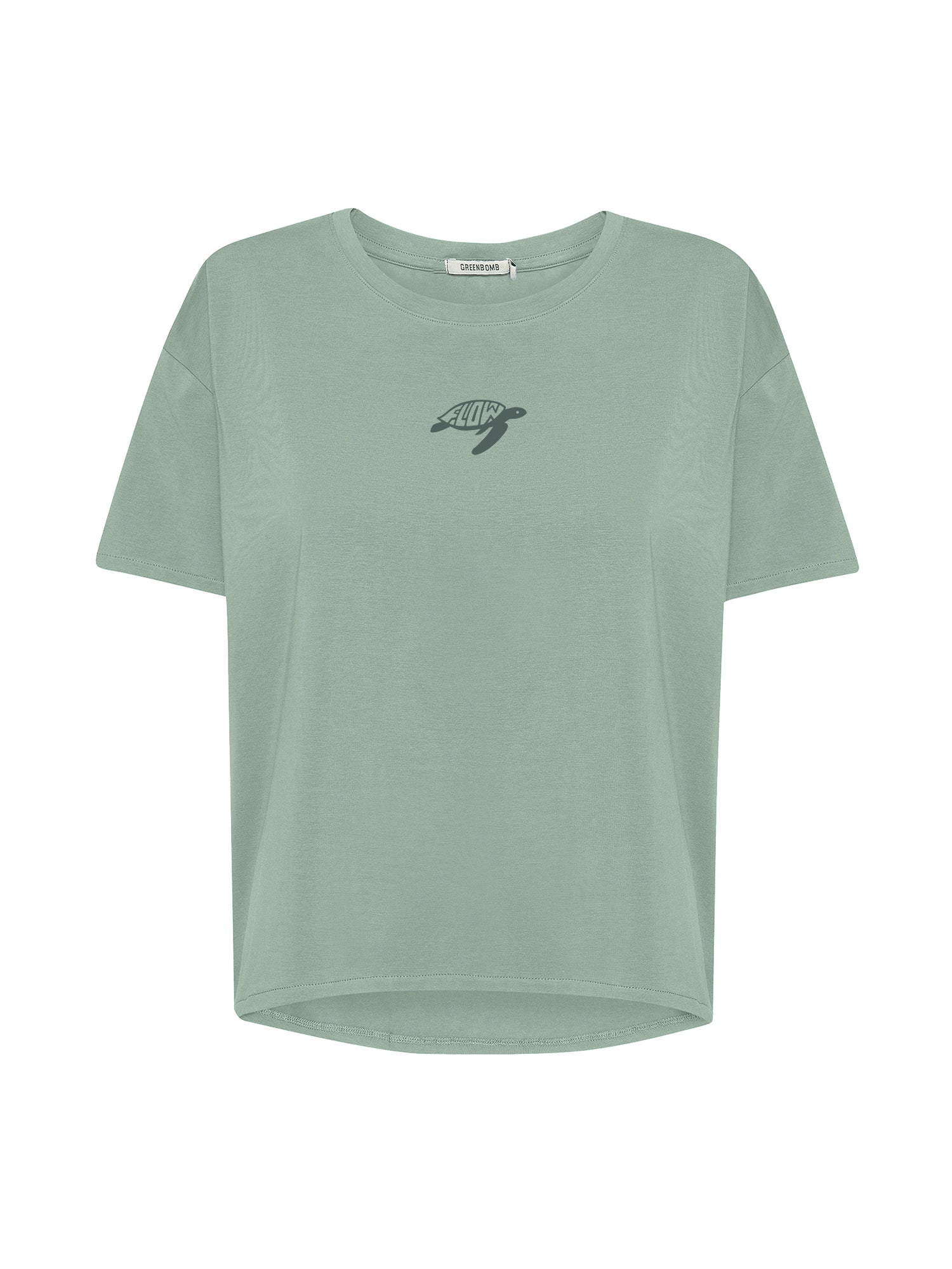 Pale Green: Lässiges T-Shirt aus Bio-Baumwoll-Mix für Damen [20998]