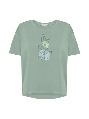 Pale Green: Lässiges T-Shirt aus Bio-Baumwoll-Mix für Damen [21024]